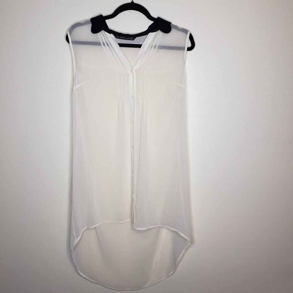 Zara| Trafaluc Sheer button Down Sleeveless Tunic